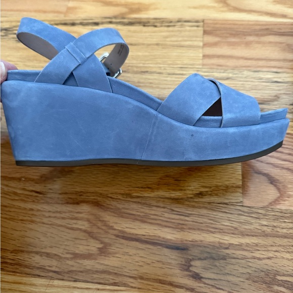 Abeo Light Blue Hana Wedge Sandals Suede - Picture 11 of 13